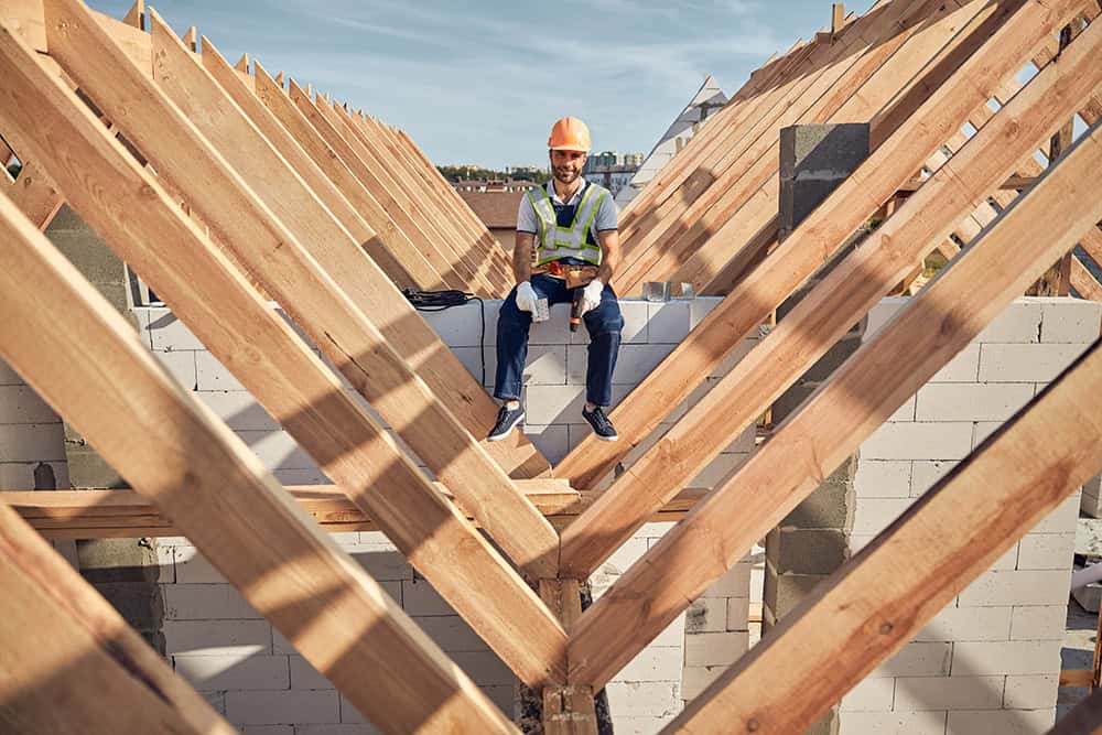 Construction roof framing image used by Link Socially to support a guide on choosing the best SEO agency for home builders in 2026.