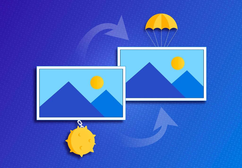 Illustration used by Link Socially to represent large-scale image optimization and standardization that improves page speed and supports SEO growth.