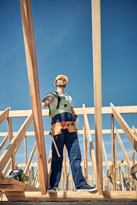 Construction framing image used by Link Socially to support a comparison of in-house SEO for home builders vs hiring a home builder SEO agency.