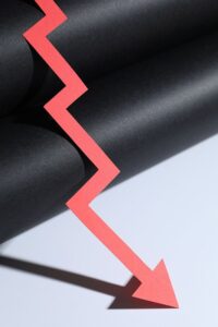 This image supports content about technical SEO for home builders, showing a downward trend that represents traffic loss caused by website issues such as poor crawlability, indexing errors, weak site structure, and Core Web Vitals problems.